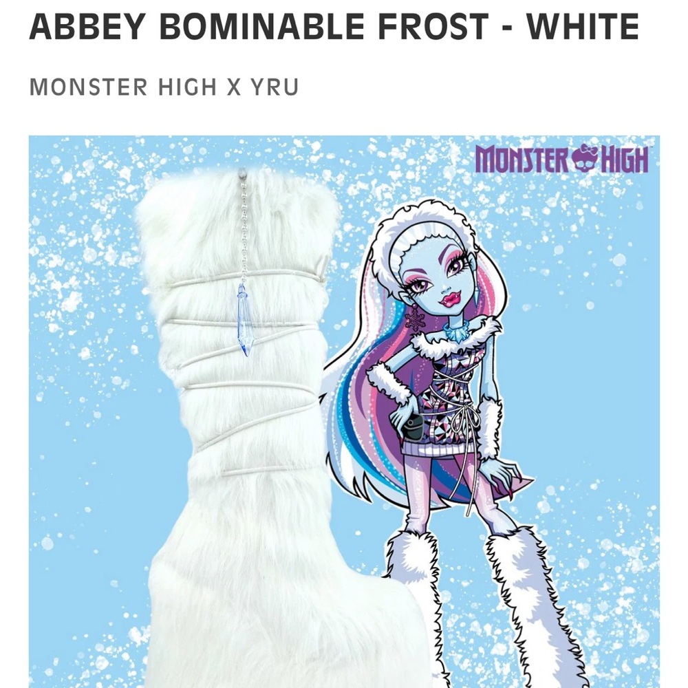YRU Monster High Abbey Bominable Frost Boots size 8